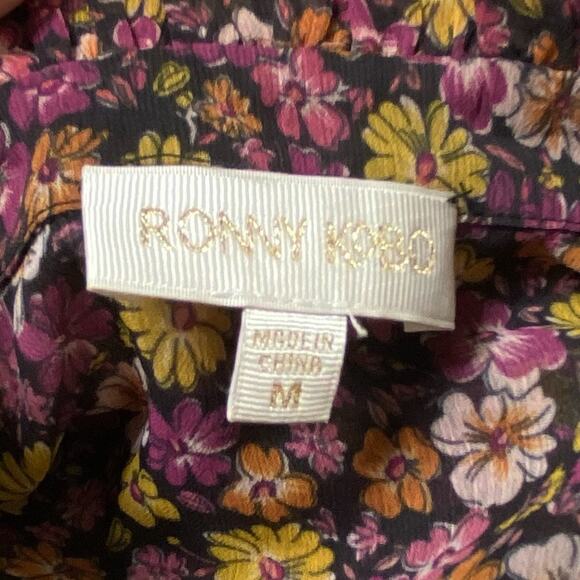 Ronny Kobo Hedy Floral Cut Out Ruffle Midi Dress in Rhubarb & Orchid Size M - Picture 6 of 7